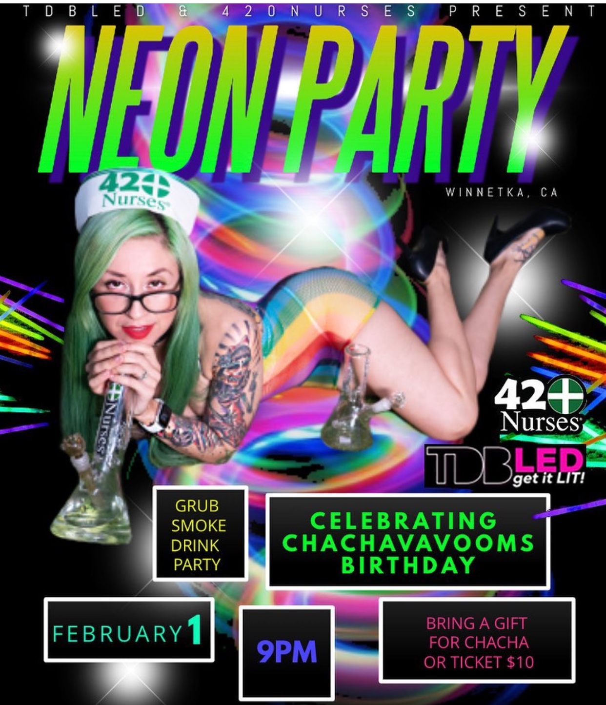 NEON PARTY Celebrating ChaChaVaVooms BIRTHDAY!!!